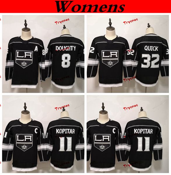 

womens los angeles kings 2019 8 drew doughty 11 anze kopitar 32 jonathan quick hockey jerseys ladies girls kids stitched shirts, Black;red
