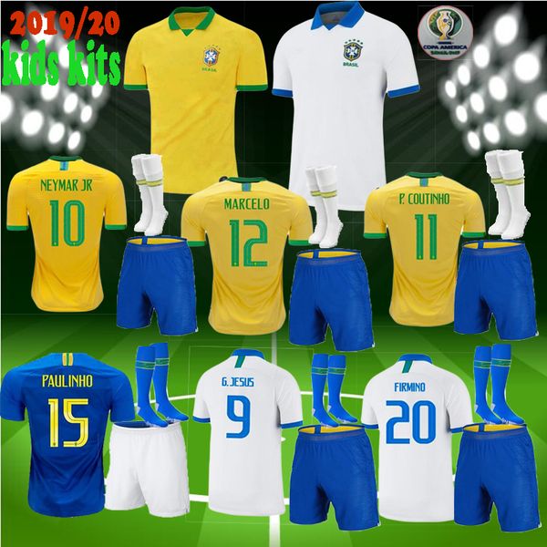 

Kid 2018 19 20 american cup brazil occer jer ey 2019 2020 g je u coutinho firmino marcelo football boy kit bra il cami a football hirt