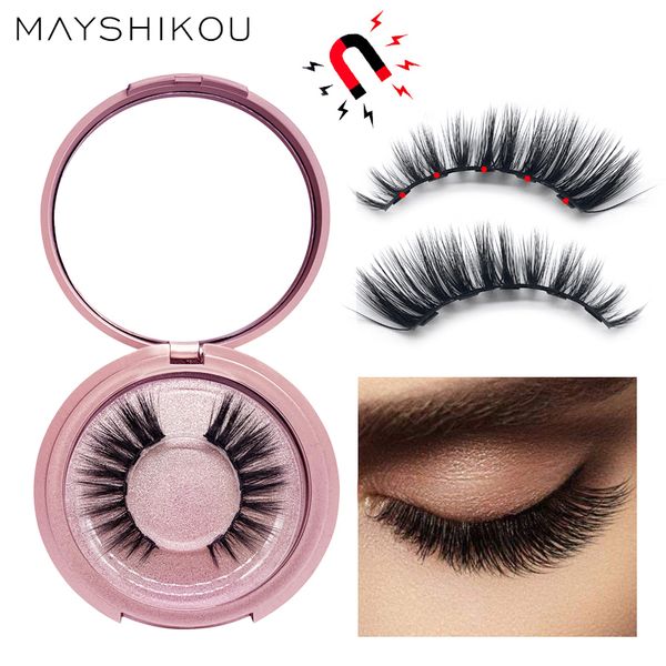 

mayshikou 3d magnetic false eyelashes and eyeliner set faux mink eyelash-extension cilp handmade natural thick style tweezers