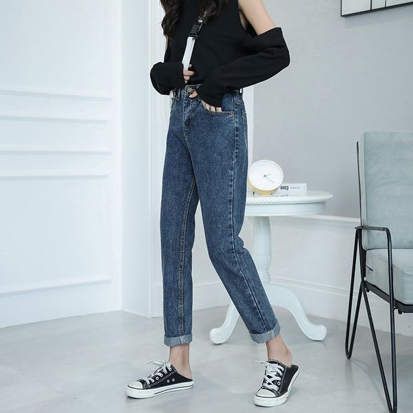 

women's new jeans high waist straight tube jeans pants loose casual harem pants boyfriends mom jeansalliance, Blue