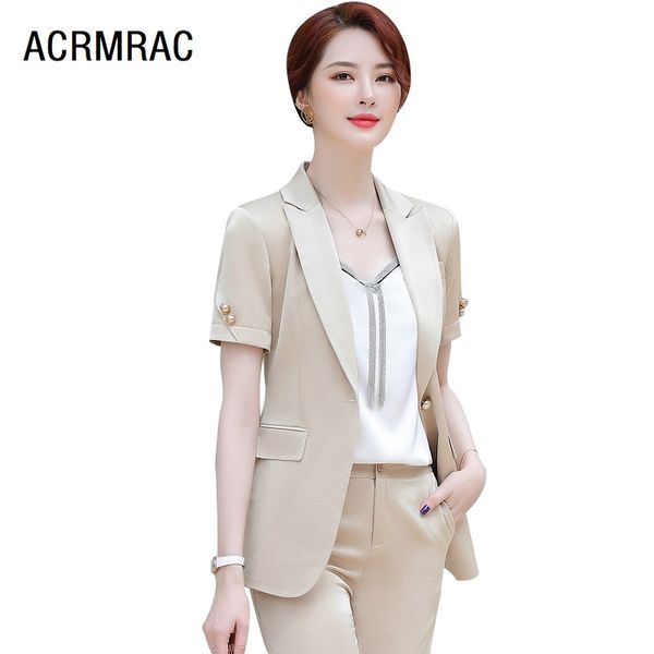 

women's suits & blazers women slim summer short sleeve pants office lady formal work clothes woman set 2023, White;black