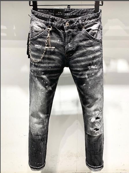 

new style brand men's denim jean embroidery tiger pants holes jeans zipper men pants trousers skinny jeans 44-54, Blue