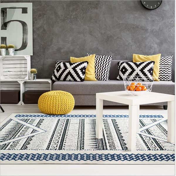 

chenille nordic geometric retro ethnic style carpet bedroom hairless floor mat living room carpet area rug for living room rug