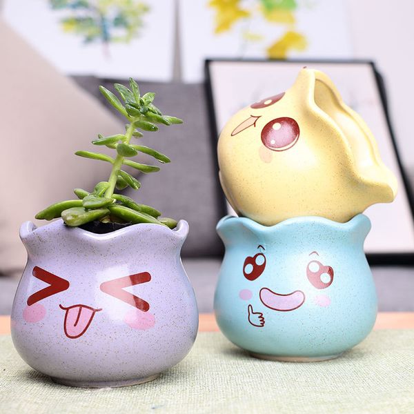 

ceramic pot planter mini succulent small planter sets cute bonsai mini round macaroon style home and garden decorative