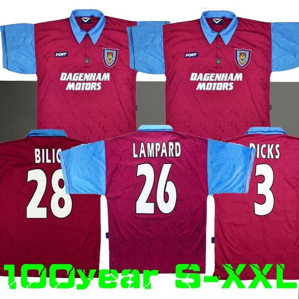 

retro 95 97 west centenary home 100 years 1995 1997 bilic lampard dicks soccer jersey football shirt united camiseta de fútbol ham, Black;yellow
