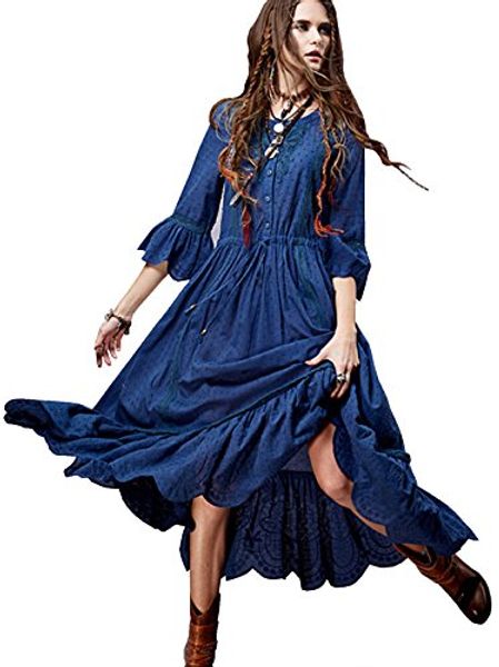 

r.vivimos women summer casual bohemian long dress, Black;gray