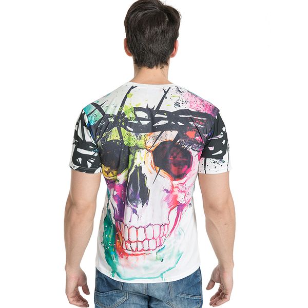 

dressing2020 new stylish colored skulls print t-shirt men/women brand tshirt fashion 3d t shirt summer tees size m-5xl, White;black