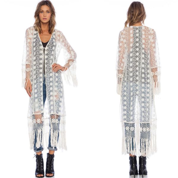 

women bikini cover up white long mesh saida de praia pareo kaftan beach embroidery beach cover up robe, Blue;gray
