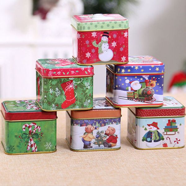 

new christmas style square tin box biscuit candy case xmas gift cookie storage