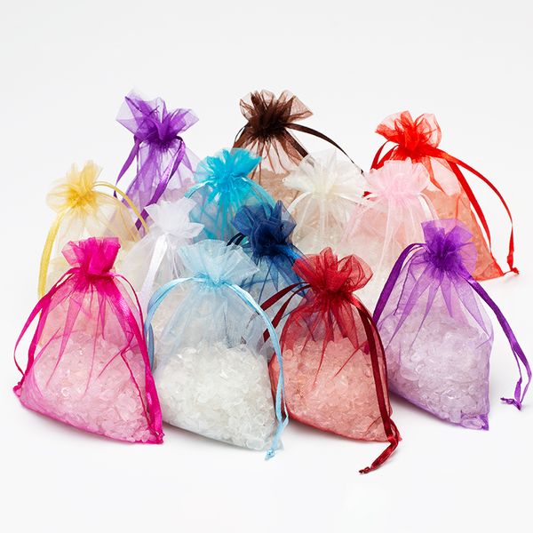 

gift wrap 100pcs/lot 7x9cm drawstring organza bags jewelry packaging wedding party bag christmas birthday candy
