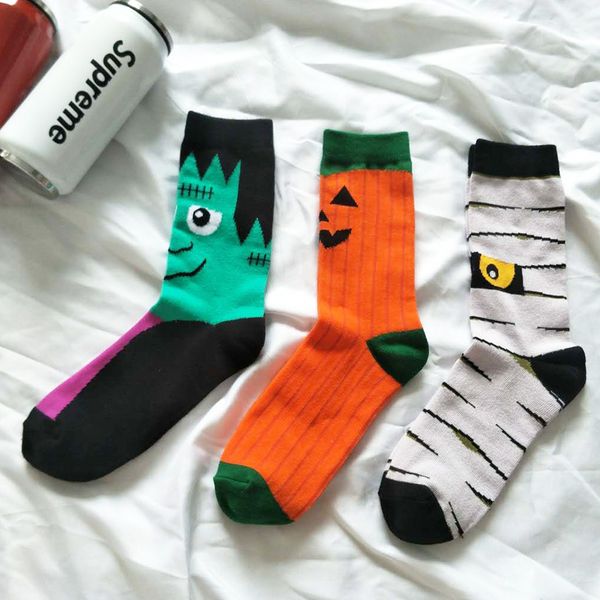 

new cute cartoon cotton couple in tube socks male personality cotton socks men, Black