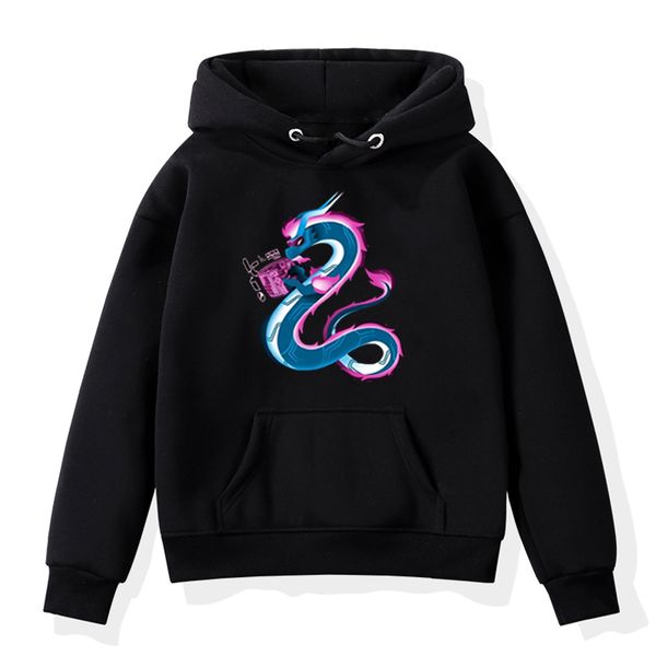 

dragon print girls hoodies autumn winter warm coat toddler hoodie boys clothes kids baby sweatshirts cotton children sweater, Black