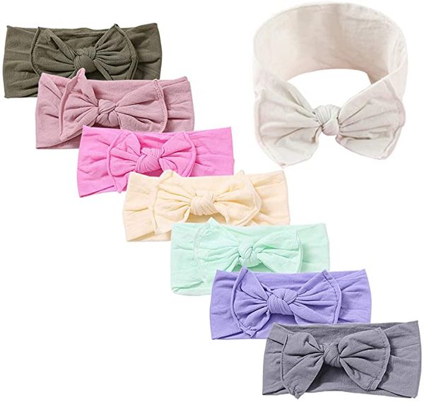 

детские повязки тюрбан узловатые девушки hairbands для новорожденных малышей и детей эластичная эластичная мягкая лента для волос, Slivery;white