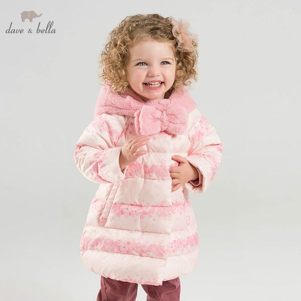 

dbj9305 dave bella girls down jacket baby winter floral lolita duck down coat children hooded outerwear kids with bowknot coat, Blue;gray
