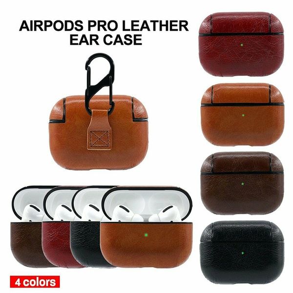 

leather case for airpods pro with keychain hook up shockproof cover for airpods 3