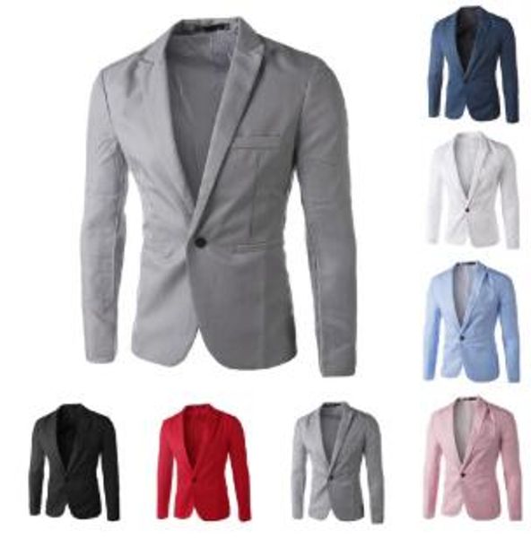 

casual mens suit hooded one button men red blazer outdoors slim fit jacket man long sleeve 8 candy color suits plus size, Black