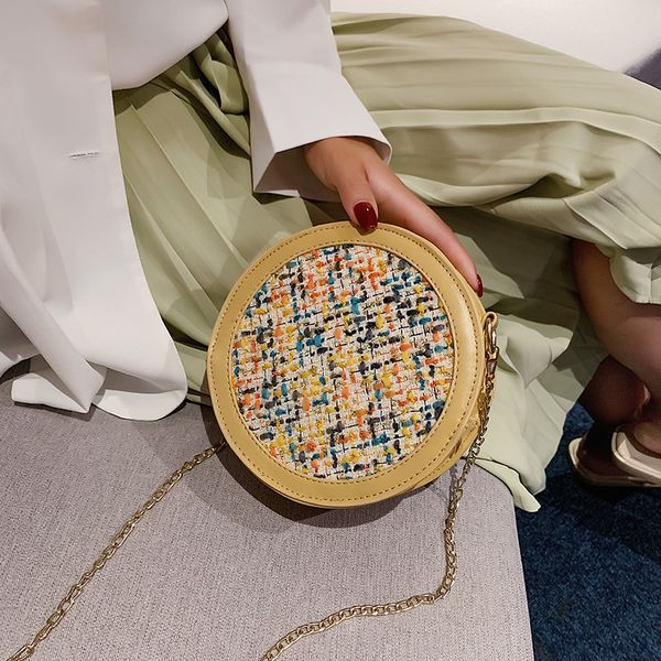 

2019 новый высокого класса иностранный стиль шерстяной небольшой круглый мешок цепи плеча сумка