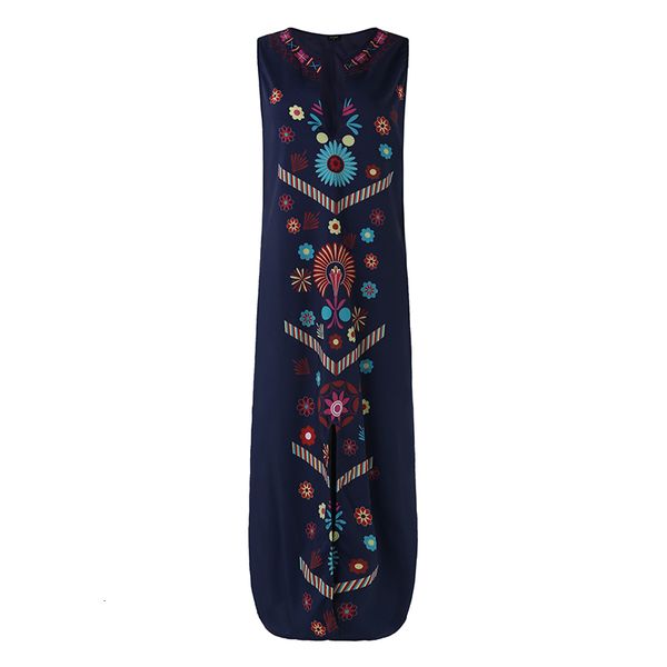 

woman dresses womens clothing animal print women vintage print maxi long dress 2019 vonda thin sleeveless split casual loose vestido, Black;gray
