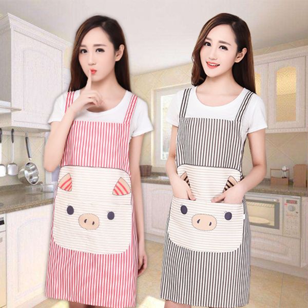 

мультфильм свинья printed фартук кухни барбекю bib фартук для женщин приготовление выпечки ресторан с карманом главная очистка инструментов