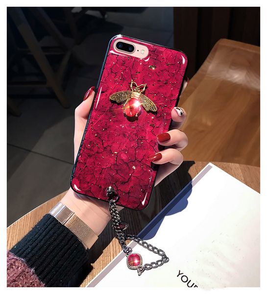 

YunRT Люксовый бренд Металл Diamond Bee Glitter Браслет силиконовый чехол для телефона для iP