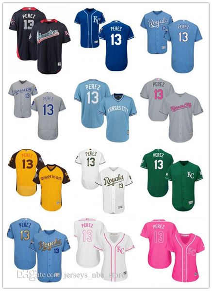 

custom any name number 13 salvador perez baseball jersey kansas city baseball wear royals men women youth jerseys 02, Blue;black