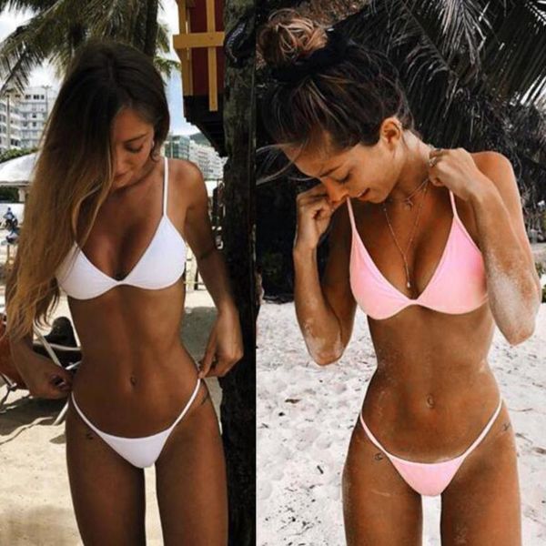 Mulheres Womail Acolchoado Sutiã Inferior Micro G-string Tanga Bikini Swimwear Duas Peças Maiô Swimwear Mini Top Bra Bikini monokini