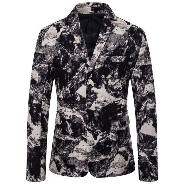 

костюм осень shivering человека мужской 2019 цветок цвета один западный сыпучие coat самосовершенствование печать малый костюм закодируем, White;black