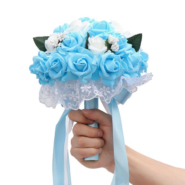 

bridal bouquet ribbon wedding bouquet bride holding flower pe rose bridesmaid wedding foam rose flowers western flower