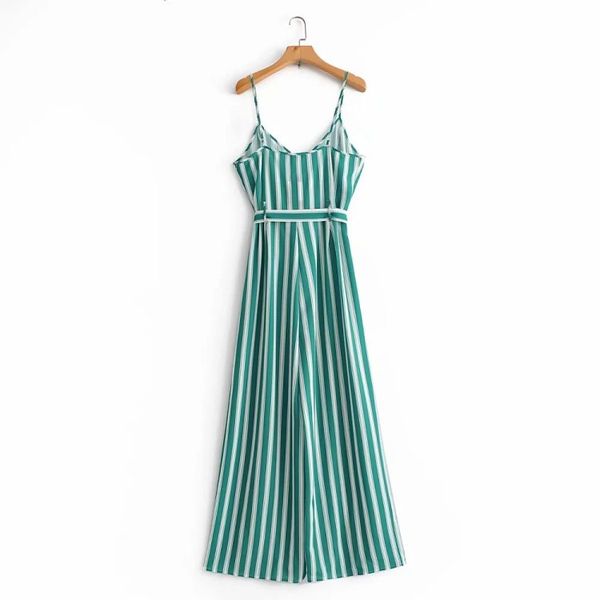 

new fashion spring v-neck striped thin rompers lace up female vintage slim spaghetti strap loose jumpsuits, Black;white