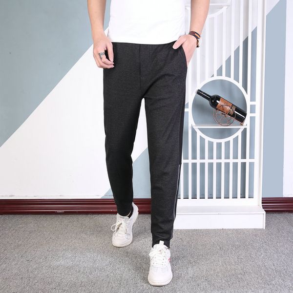 

2020 explosion elasticated pants loose drawstring casual sweat pants men fashion long solid color pants men trousers29-38
