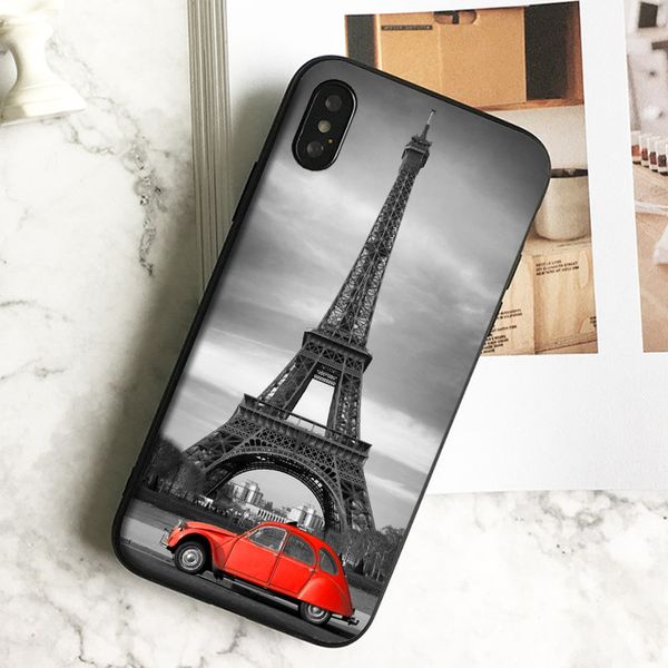

fundas luxury car eiffel tower phone case for iphone 11 pro xs max xr 8 7 6s plus 5 se case soft black tpu silicone cover.