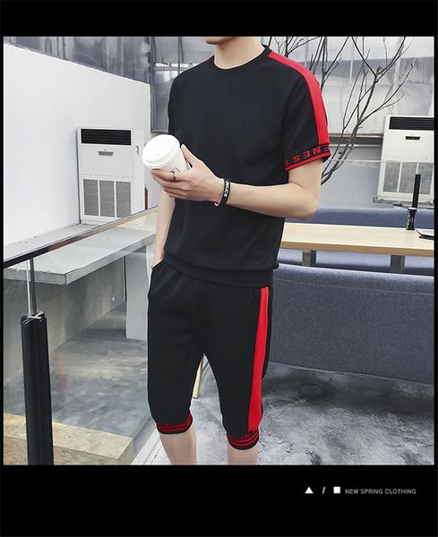 

Summer Slim Man Casual Sport Suit Designer Pullover Short Sleeve Mens Tracksuits Fashion Mens 2PCS Sets