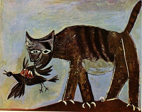 

pablo picasso classical oil painting cat catching a bird chat saisissant un oiseau 100% handmade by experienced painter on canvas picasso136