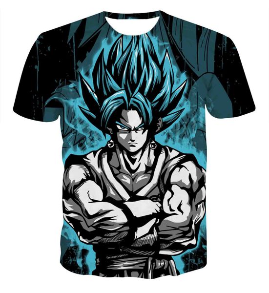 

новый goku мода япония аниме dragon ball saiyan vegeta футболка 3d печати мужчины / женщины лето круглый воротник с коротким рукавом случайн, White;black