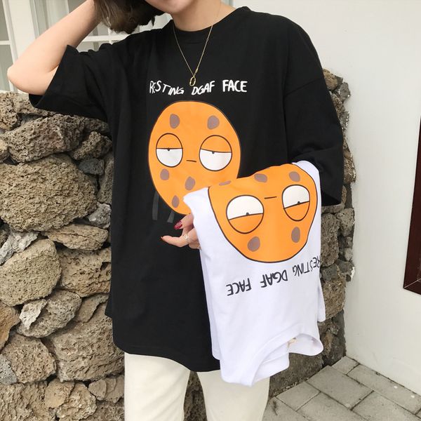 

южная корея ulzzang harajuku bf стиль с коротким рукавом футболка студент свободный покрой универсальный ins супер огонь корейский стиль шик, White