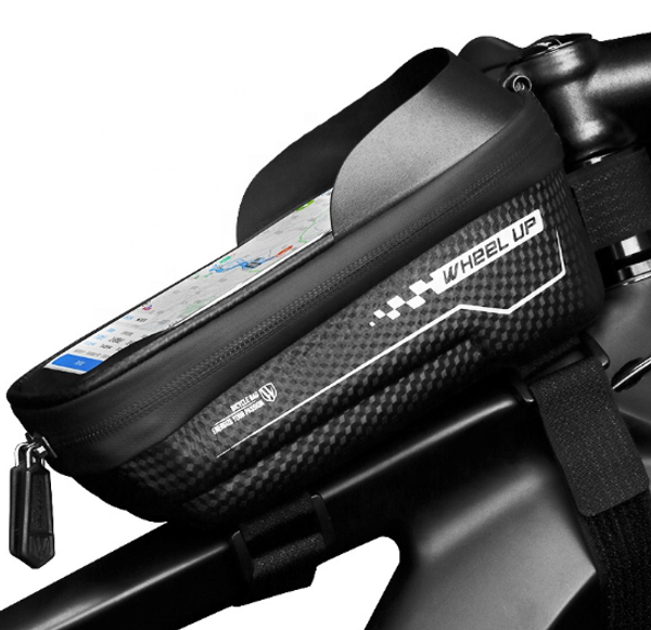 

2020 new design waterproof 6.5" touch screen phone case bike bicycle front frame tube bag for smartphone mount