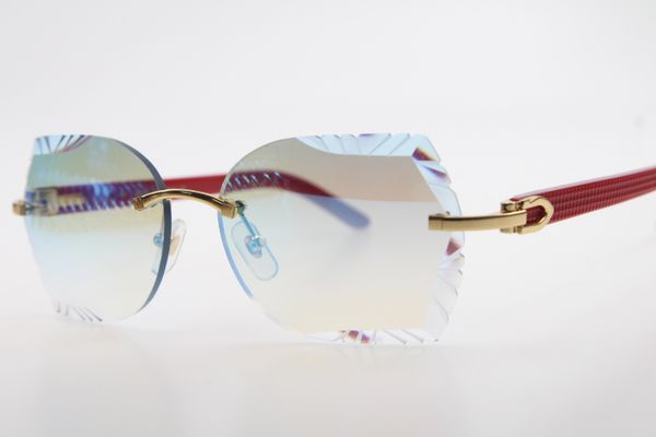 

rimless new 8200761 red plank sunglasses rimless driving carved blue mirror lens designer metal glasses new fashion classic glasses, White;black