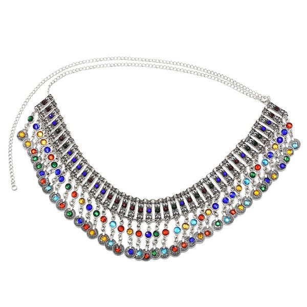 

склад сша турция sexy с красочными rhinestone талия цепи монет подвеска живота бич танец аксессуары цепи талии украшения для тела, Silver