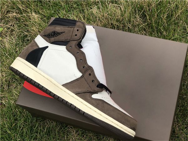

2019 Authentic 1 Travis Scott High OG TS SP Black Dark Mocha Univers Basketball Shoes For Man Brown Upside-down Sports Sneakers CD4487-100