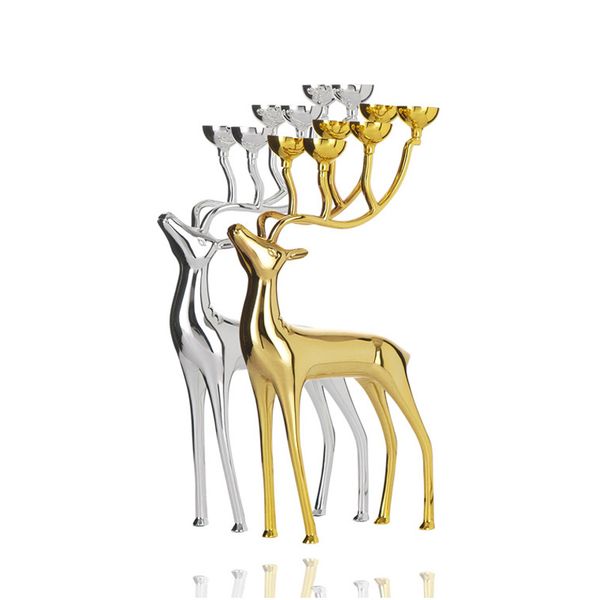 

sliver gold elk candleholder deer tea light holder matching ball candle wedding gift home decor chirstmas decoration dec220