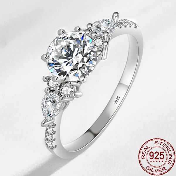 

solid 925 sterling silver engagement rings fashion style 1.25 carat 7mm cz diamond rings fine jewelry sepcial unique xr331, Slivery;golden