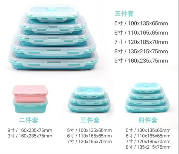 

lunch box outdoor environmentally friendly silicone lunch box microwave lunch box refrigerator storage sealed crisper folding