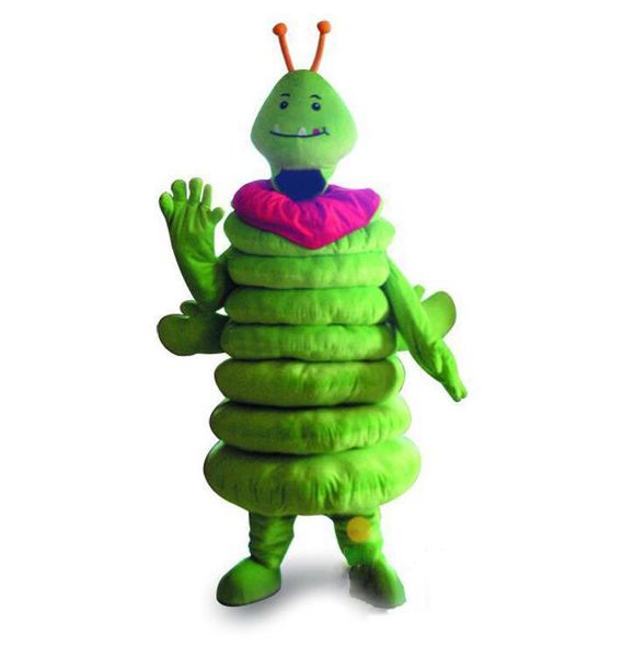

2019 green caterpillar worm mascot costume fancy party dress halloween carnivals costumes, Red;yellow