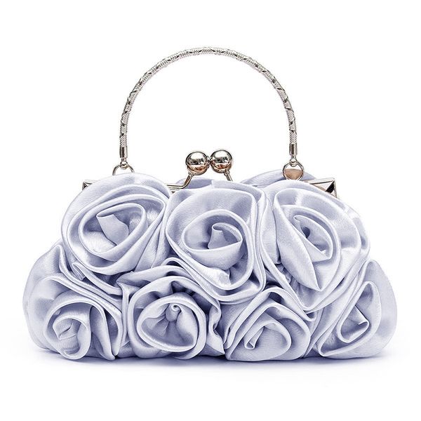 

floral ladies clutch bag women evening party bag prom bridal diamante baguette silver