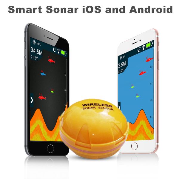 

wireless bluetooth smart fish finder for ios and android sounder sonar echo sonar fishfinder app 50m/130ft sea fish detect