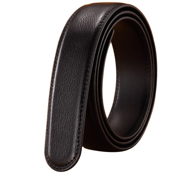

headless waist strap leather vintage luxury business automatic ribbon without buckle 14 lines men's belt durable, Black;brown