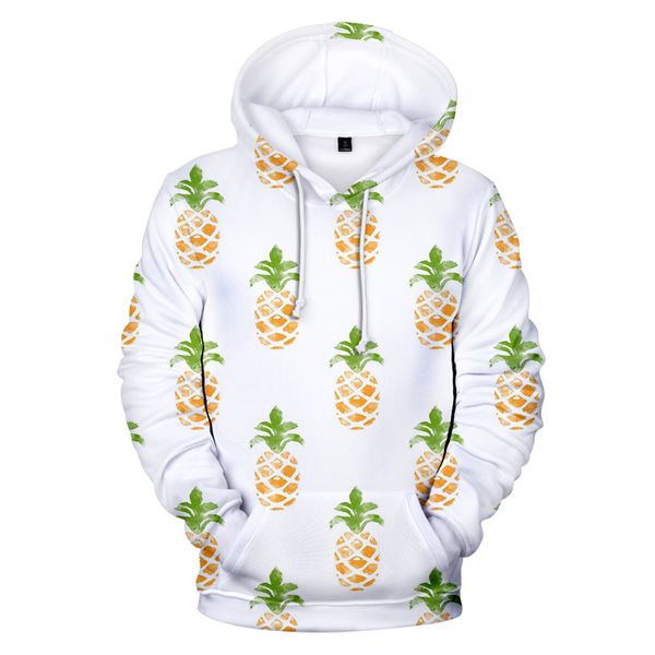 

pineapple 3d hooded girl's white elegant sweet sweatshirts leisure women's preppy style streetwear brand famous pullovers, Black