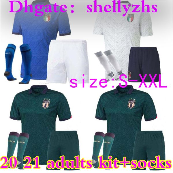 

adults kit +socks 20 20 italy home away 3rd soccer jersey 2020 2021 third italy renaissance jersey mens uniform belotti totti football shirt, Black