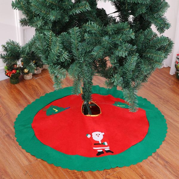 

atceawit 90cm red and green christmas tree skirt xmas party delicate home decoration cute surround santa design ornament carpet