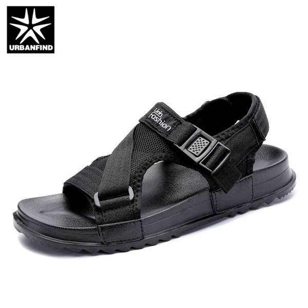 

urbanfind sandals men shoes summer 2019 beach gladiator fashion men's outdoor sandals men shoes flip flops slippers flat, Black